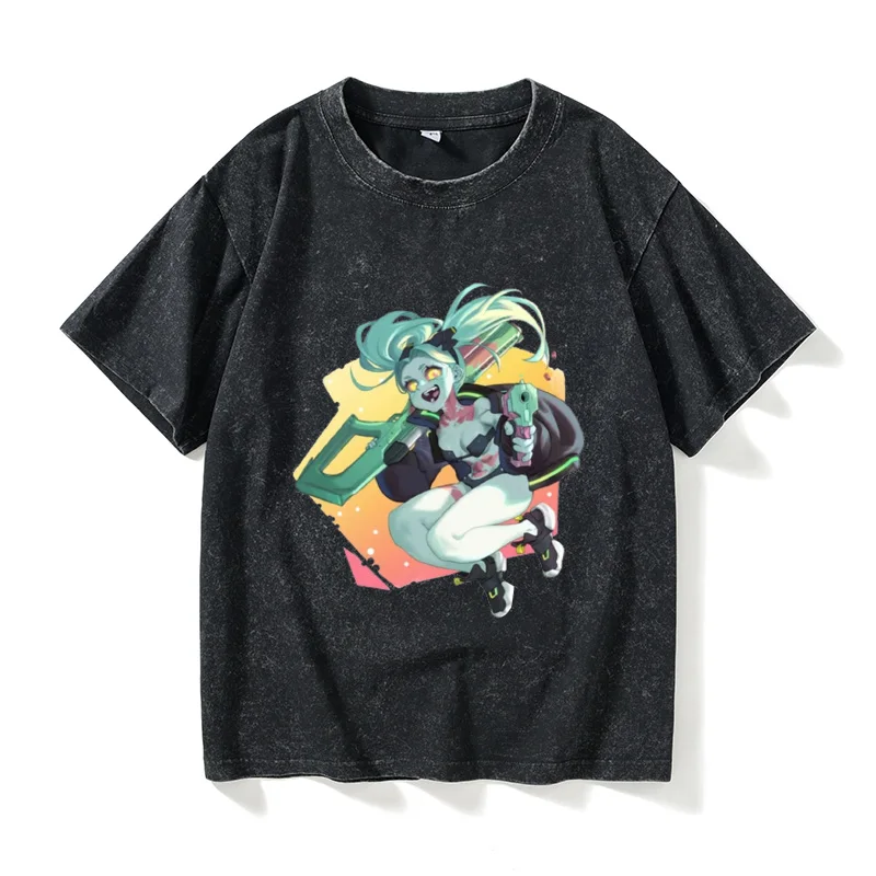 Camiseta de algodón de cuello redondo y ajuste holgado, talla XL, estilo urbano, de la colección de merchandising del juego Runner 2077