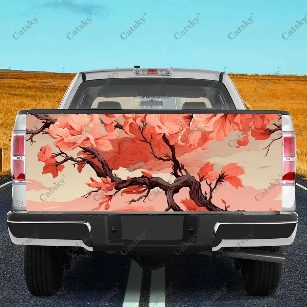 Chinese Plum Blossom Truck Tailgate Wrap Professional Grade Material Universal Fit for Full Size Trucks Weatherproof