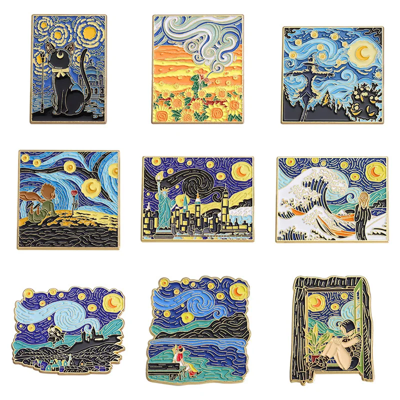Fairy Tale Oil Painting Brooch Cartoon Beautiful Sunflower Metal Badge Small Accessories Wholesale Bag Pins for Caps Cap Pin view 2