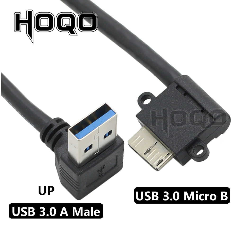 USB 3.0 A 90 درجة حتى زاوية ذكر إلى مايكرو B ذكر 90 درجة الزاوية اليسرى كابل قصير تستخدم لنقل البيانات والشحن