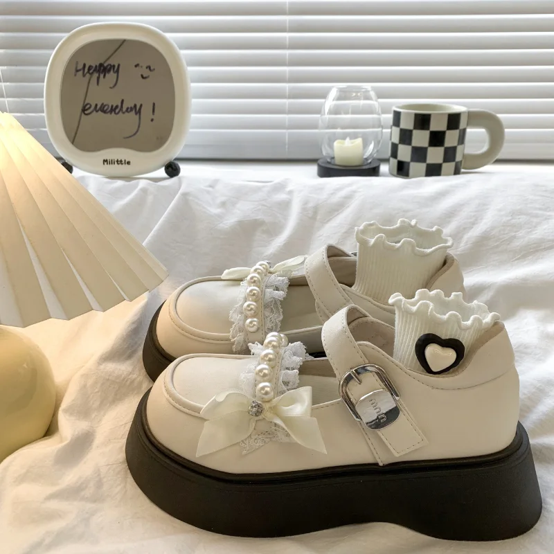 

Детская повседневная обувь, туфли из искусственной кожи, весенняя обувь принцессы для девочек, противоскользящие черные, белые туфли на толстой подошве, размер 26-37