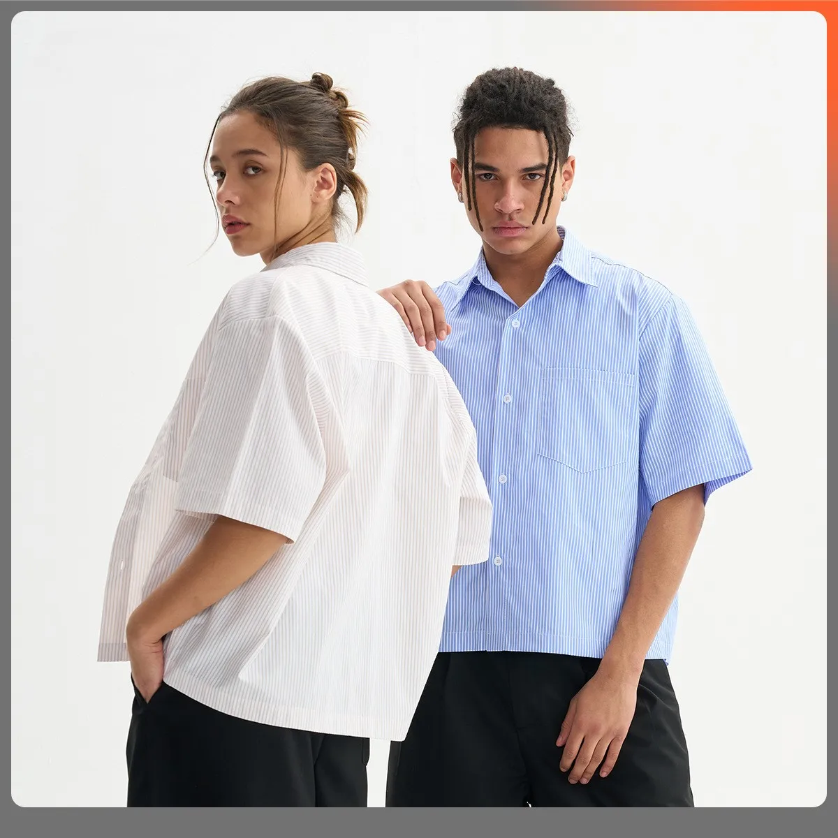 Premium Striped Men's Oversized Short Sleeve Shirt 2025 Summer Casual Cotton Streetwear Loose Fit Minimalist Fashion Top