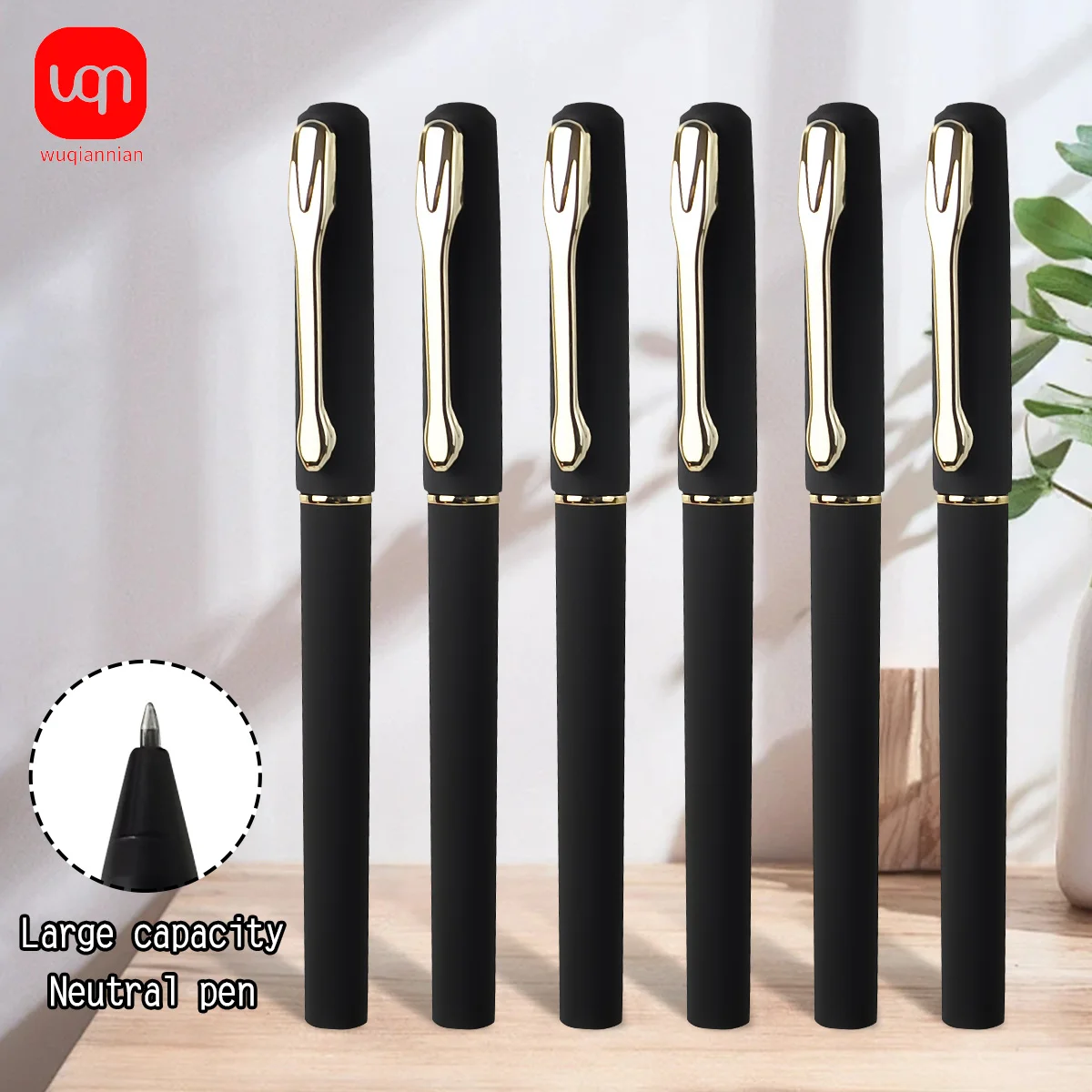 

0.7mm Large Capacity Neutral Gel Pens Matte Black Anti-Skid Grip Metal Clip Signature Ballpoint Pens for Office Business Writing