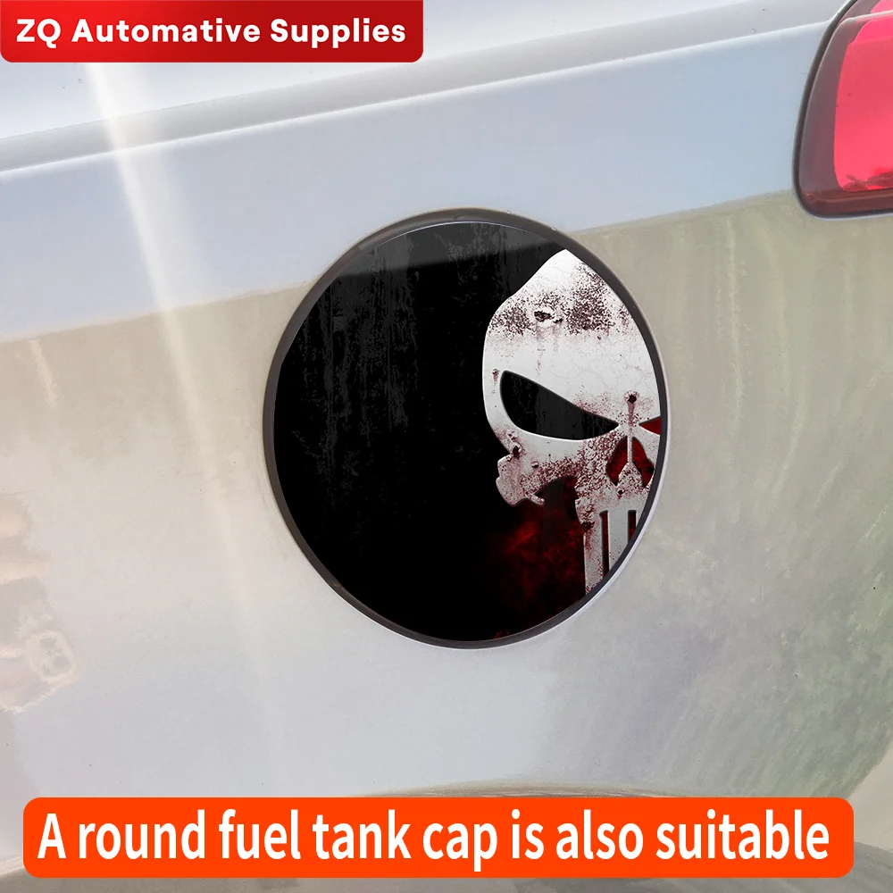 Terrible Punisher Skull Car Sticker Refueling Cap Fuel Tank Cap Cover Waterproof Sunscreen Sticker Vinyl Decal Accessories