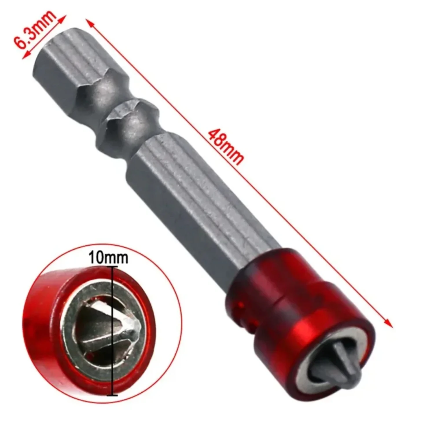 Enhanced Red Magnetic Hex Shank 1/4" Screwdriver Bits - Strong Magnetizer for Power Driver Accessory