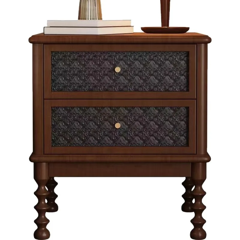 CX retro all solid wood bedside locker household bedroom small storage cabinet free installation