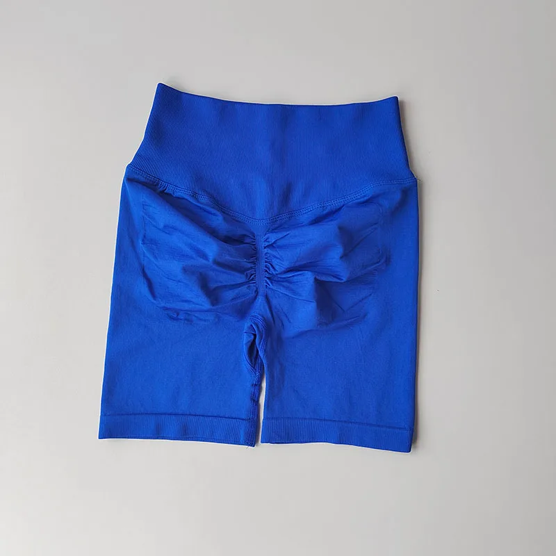 Pfirsichfarbene Fitness-Shorts mit hoher Taille, schnelltrocknend, atmungsaktiv, für das Training, Po-Lifting, eng anliegende Sport-Yoga-Dreiviertelhose – Detail 9