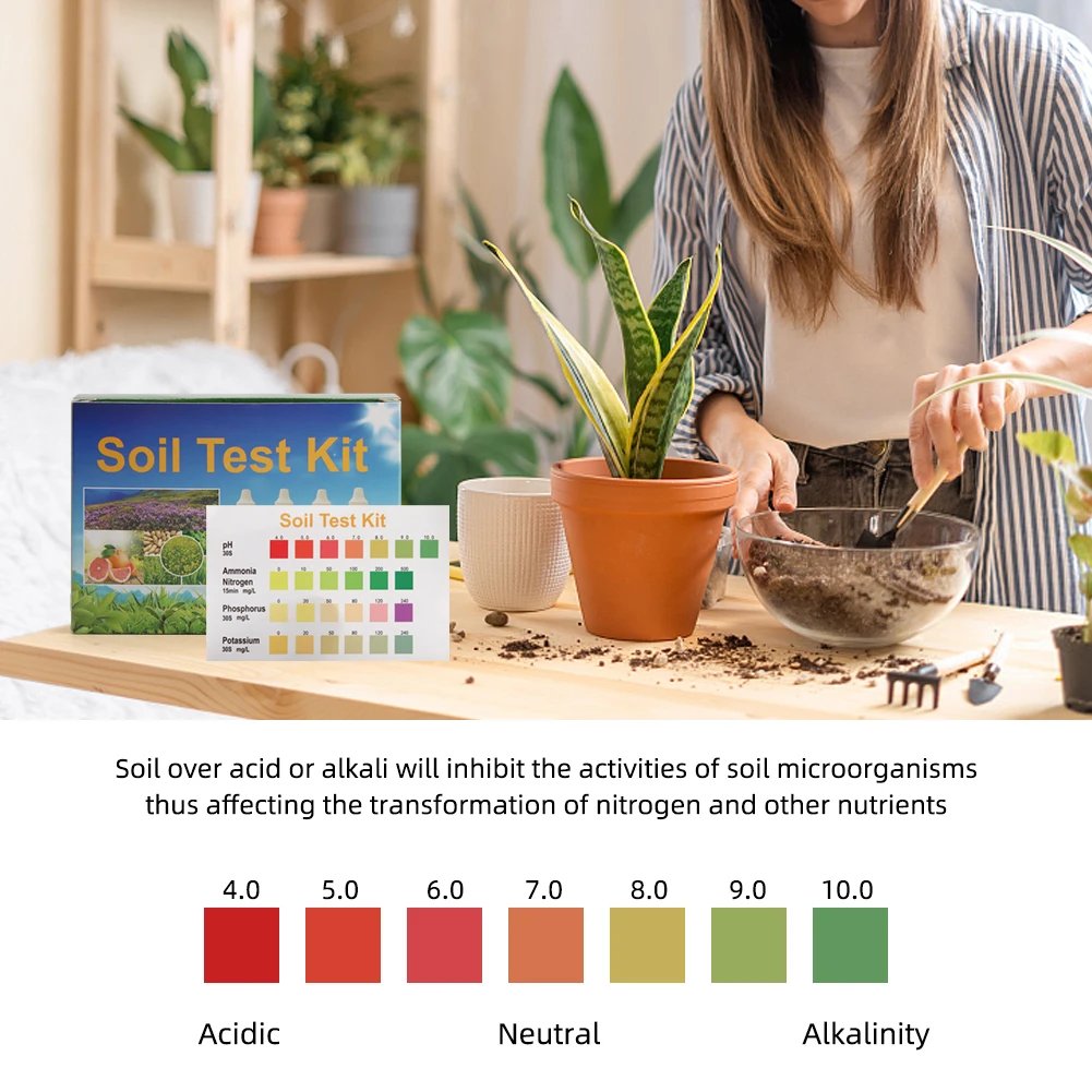 Yieryi New Soil Testing Kit Soil PH Meter Soil Quality Testing Tool with N1 Nitrate P1 Potassium K1 K2 Accessories