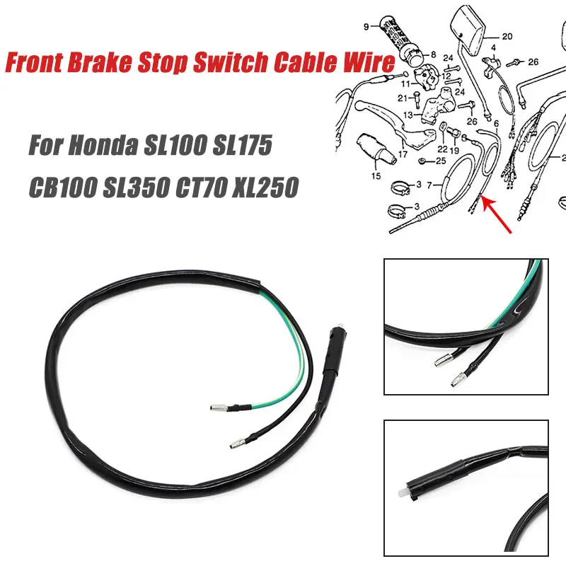 50CM Front Brake Stop Switch Cable Wire For Honda SL70 SL100 SL125 SL175 SL350 XL250 XL350 Motorcycle Accessories