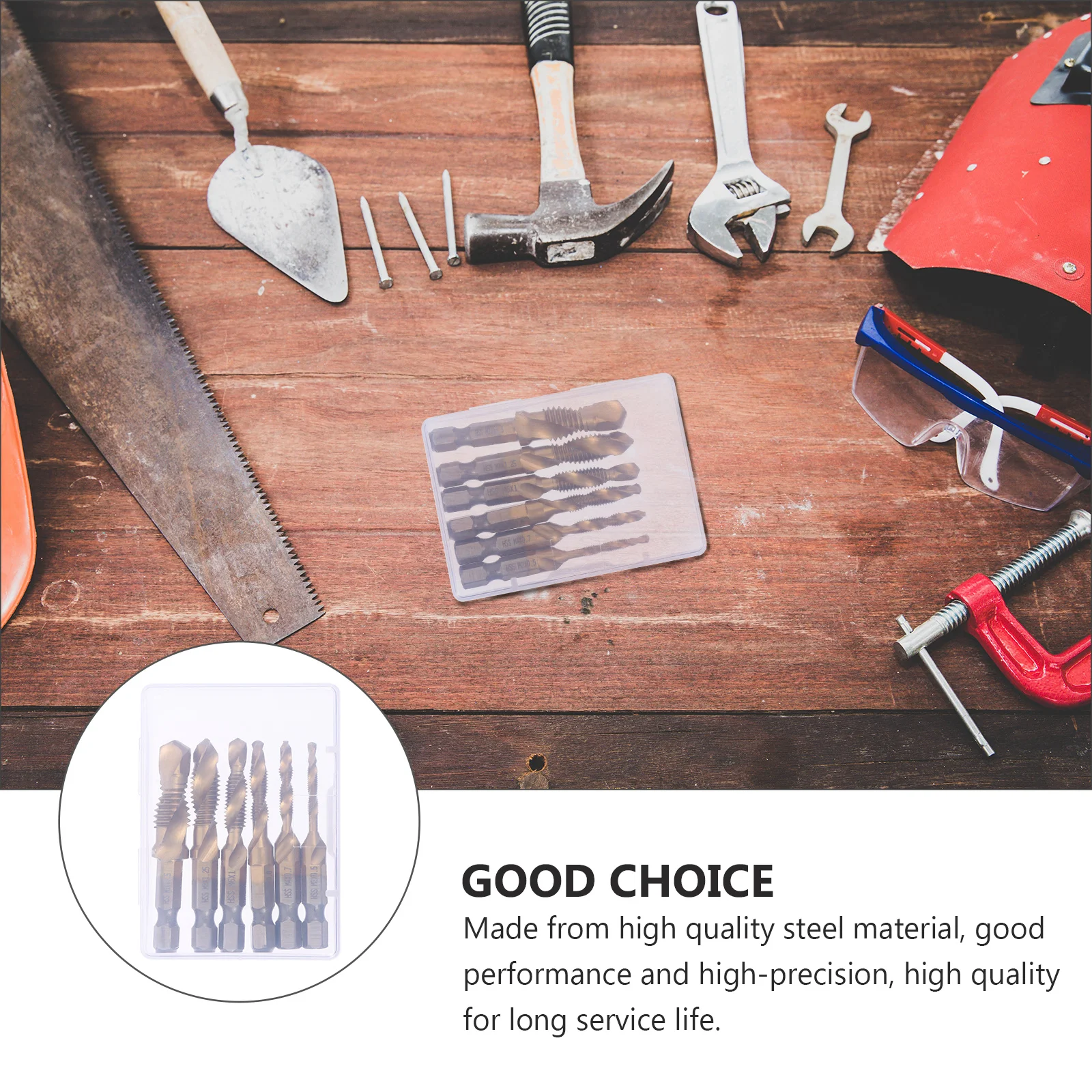 

6Pcs Composite Steel Drill Tap Bit Set Titanium Coated Hexagon Handle Spiral Cutting Repair Tool Kit Drill Tap Bit