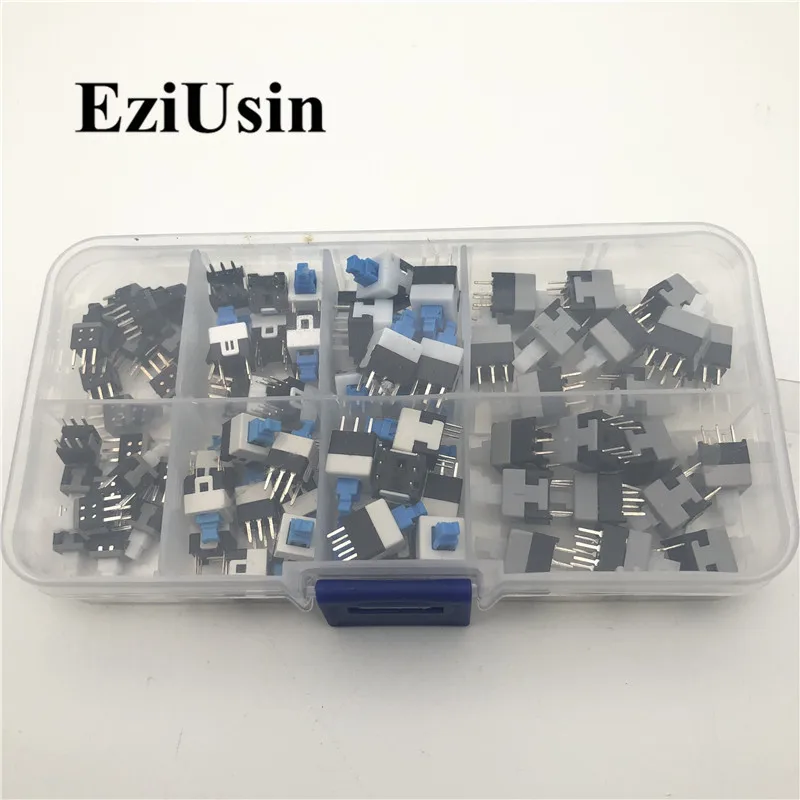 40pcs/80pcs 5.8/7/8/8.5mm 6 pins self locking reset Push Tact Power Micro Switch Button 5.8*5.8 7x7 8x8 8.5*8.5 non-lock