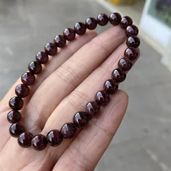 Natural Stone 6/8/10/12MM Red Garnet Beaded Bracelet Women Pomegranate Yoga Meditation Bangles Reiki Healing Gift Pulseras Mujer