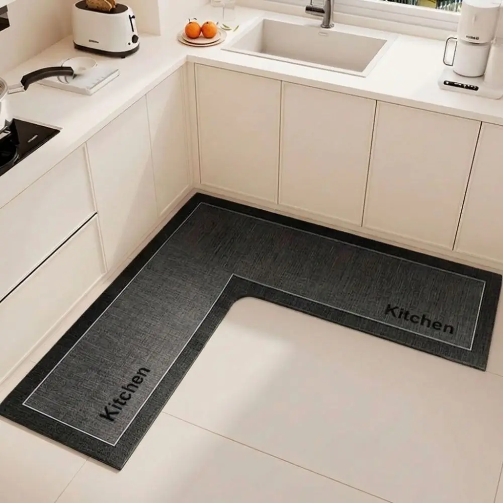 Luxury L-Shaped Kitchen Rug Anti-slip Washable Bathroom Mat 