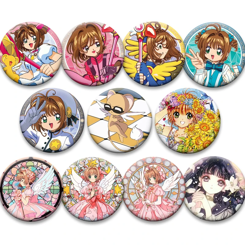 Japanese Anime Cardcaptor Sakura Badge Exquisite Tinplate Enamel Pin KINOMOTO SAKURA LI SYAORAN Tomoyo Daidoji Cartoon Brooches