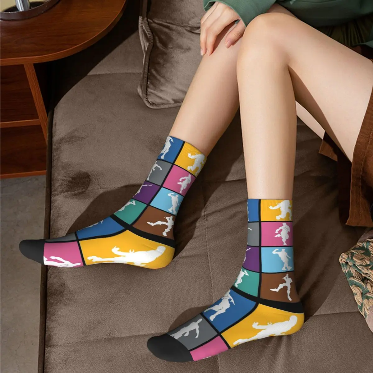 Battle Royale Sieg Tanz Regenbogen Gitter lustige Socken Harajuku Strümpfe die ganze Saison lange Socken Zubehör für Unisex Geschenke