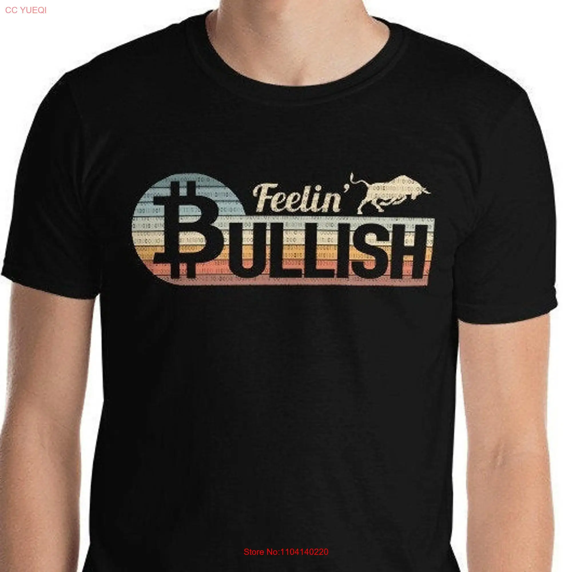 Bitcoin Feelin' Bullish T Shirt retro crypto trader HODL to the moon long or short sleeves