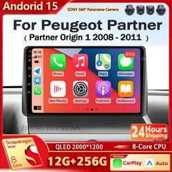 For Peugeot Partner 1 2002 - 2008 Partner Origin 1 2008 - 2011 Android 15 Carplay Auto Car Radio Multimedia Video Player GPS DSP