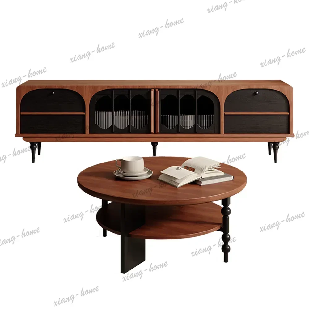 Factory Direct Luxury Drawers Meuble Television Salon Home Furniture Glass Doors Tv Stand Vintage Vertical Wall Mid Century Mode