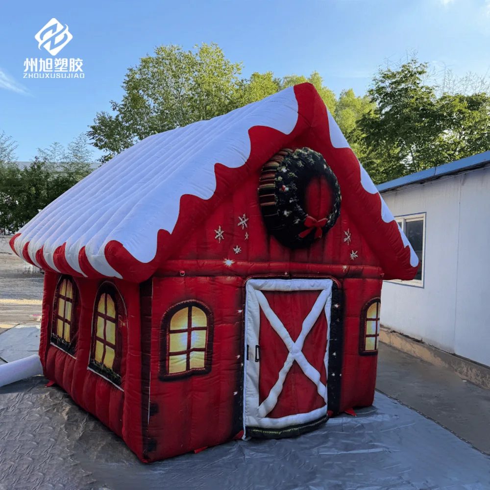 Inflatable Christmas house, with blower, Christmas hut, suitable for outdoor shopping mall holiday decorations