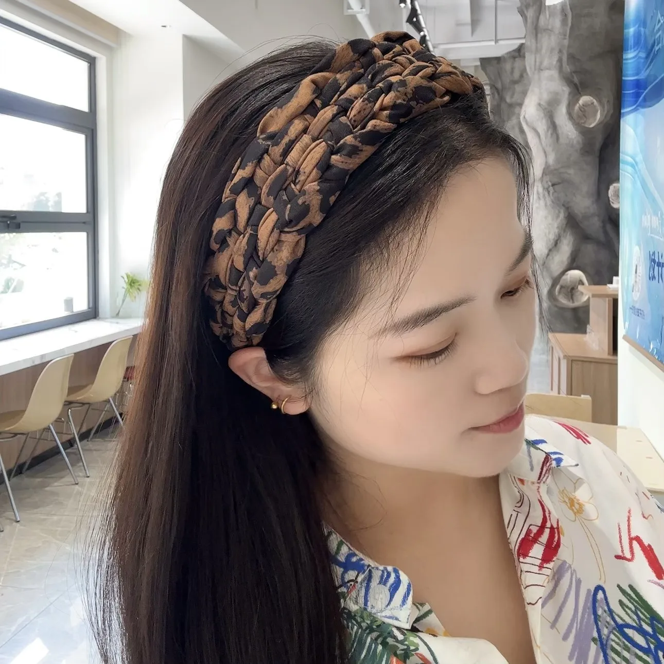 British Bear Plaid Crossed Hair Accessories Headbands For Women High Quality Retro Coffee Brown English Plaid Hair Band Scrunchy
