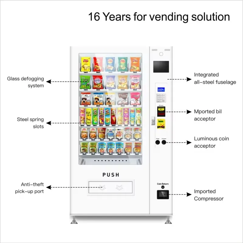 Máquina de venda automática branca de serviço de 24 horas para venda, produto adulto, revista de jornal, livro, máquina de venda automática de temperatura normal