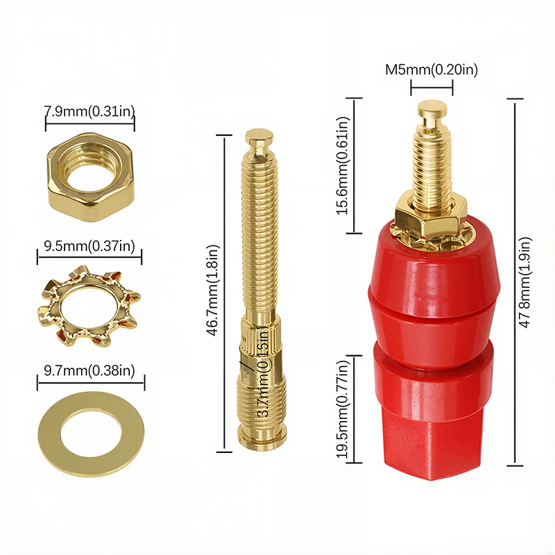 4PCS 4mm Banana Plug Adapt Socket Red Black Test Connector Power Supply Binding Post Terminal Audio Amplifier Speaker