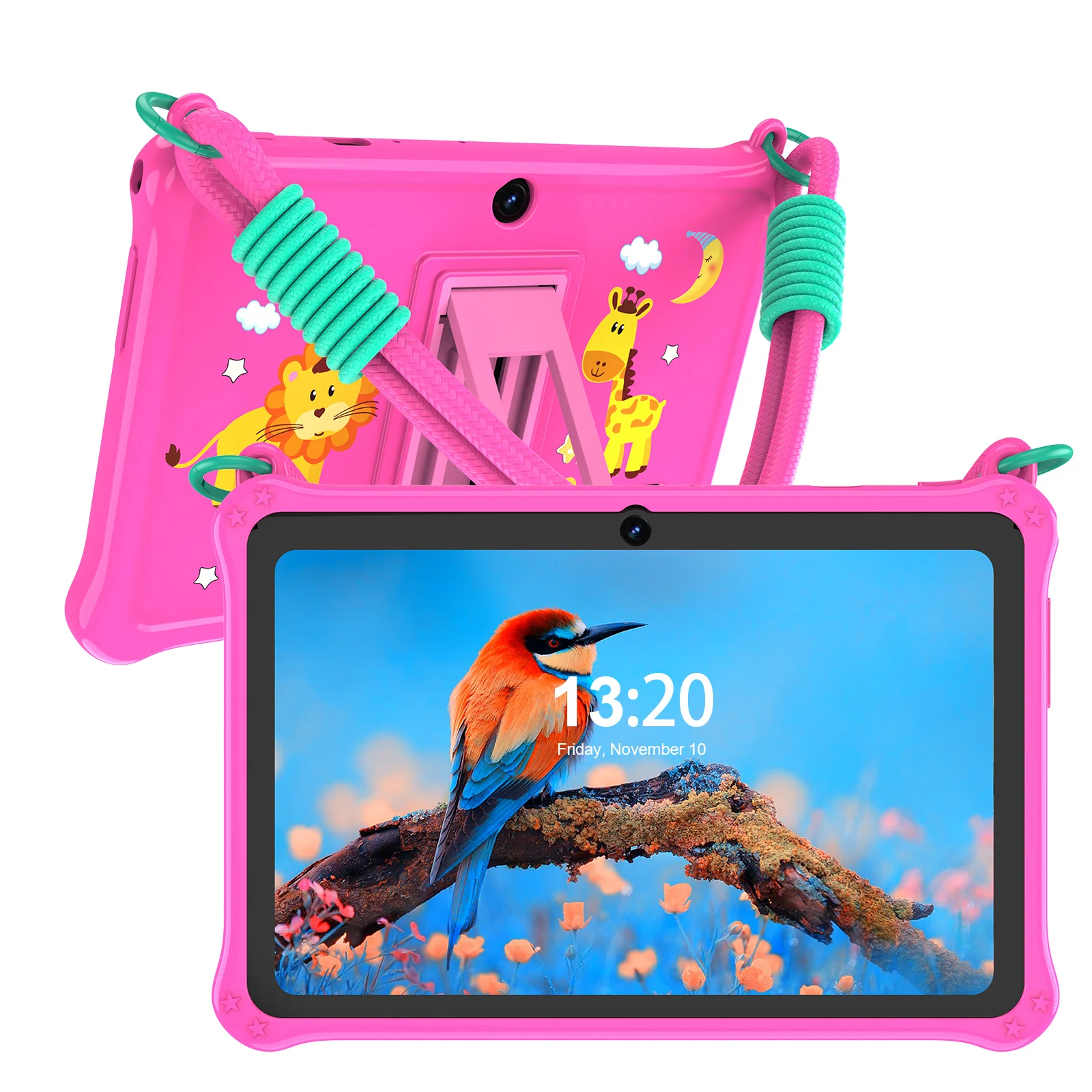 PRITOM Kids Tablet 7 inch Android 13 4GB (2+2 expandable) RAM 32GB ROM WiFi Bluetooth Learning Software Installed with Lanyard