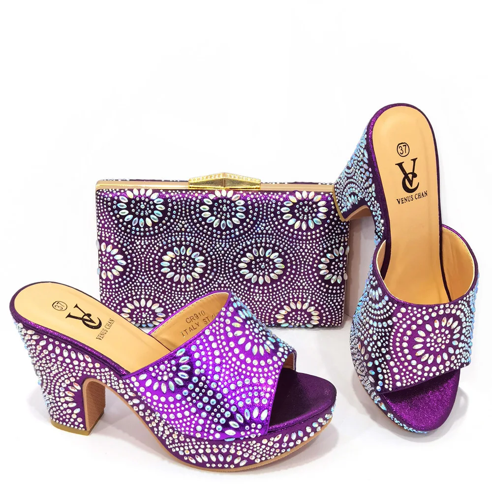 

Sexy Ladies Nigerian Shoes With Matching Bags Set African Women's Party Shoes and Bag Sets Green Color Women High Sandals