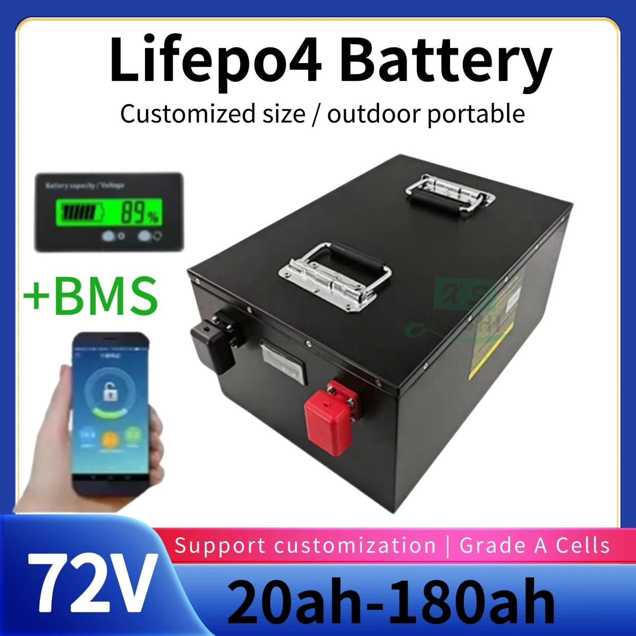 

xs 72V 20ah 40ah 60ah 80ah 100ah 120ah 150ah 180ah lifepo4 lithium battery BMS for scooter Inverter EV bike Tricycle caravan