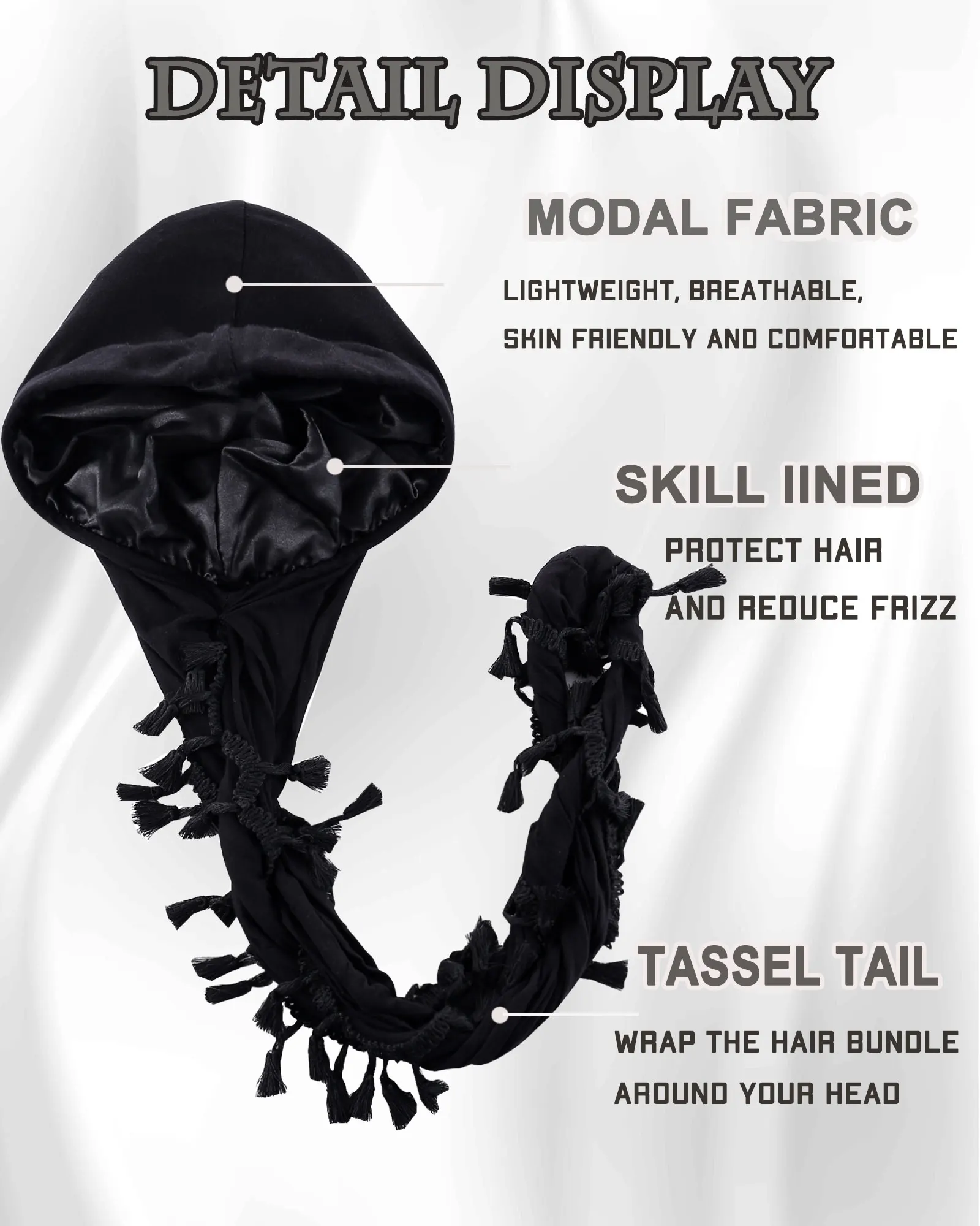 أغطية رأس عمامة ملتوية عتيقة للرجال، ربطة عنق عمامة من الساتان قابلة للتمدد لإغلاق رباط الشعر، وغسالة الآلة