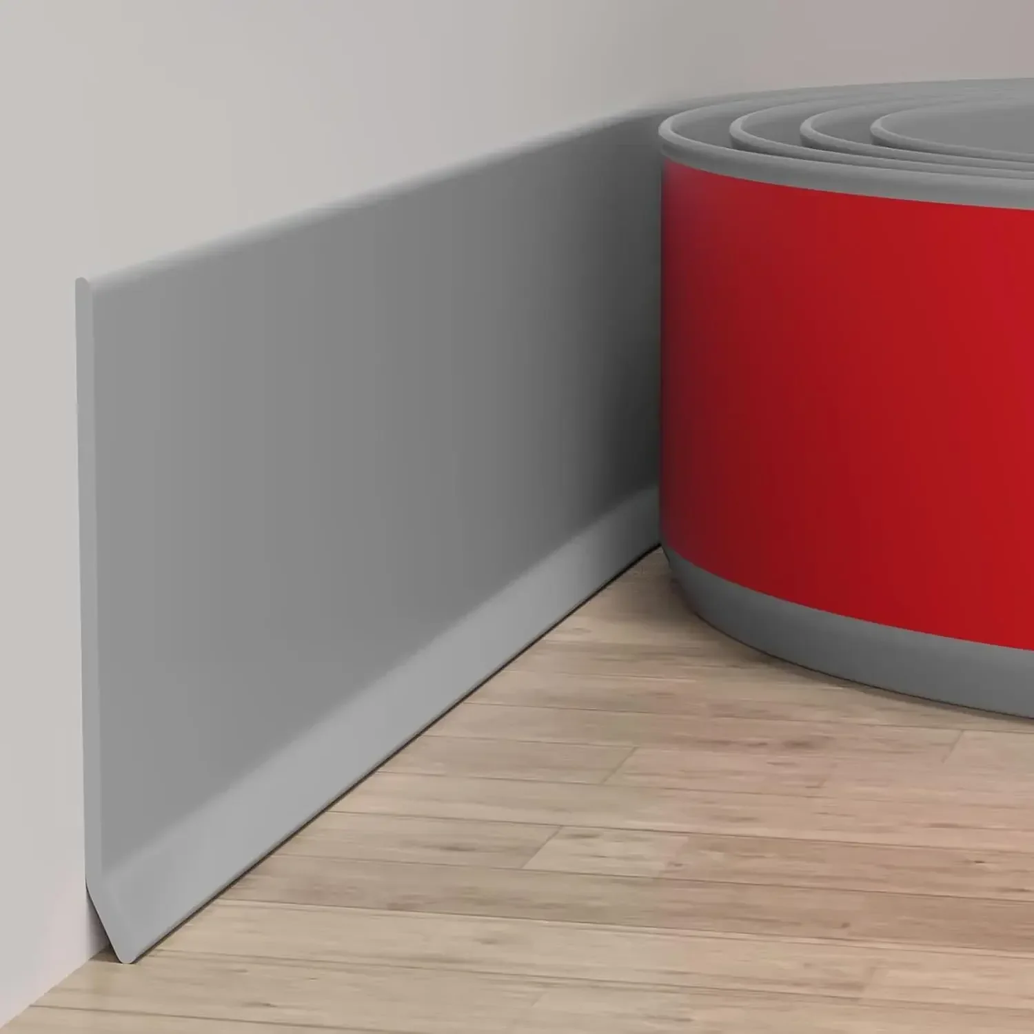 Duzzy Flexible Baseboard Molding Trim, 6 Inch(W) x 40 Feet(L) Peel and Stick Rubber Wall Trim Molding, Self-Adhesive Vinyl Wall