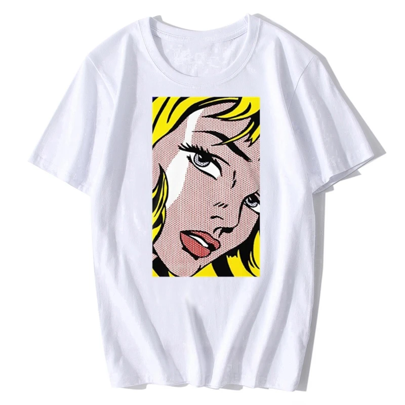 Pop Art Girl Face T Shirt Pop Art Girl Face Roy Lichtenstein T-shirt Fashion Men Cotton O-neck Tshirt Anime Funny Tees