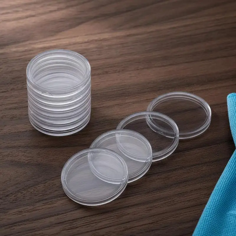 20Pcs Transparent Round Plastic Coin Display Capsules Storage Holder Protection Cases For Coin Collection Supplies