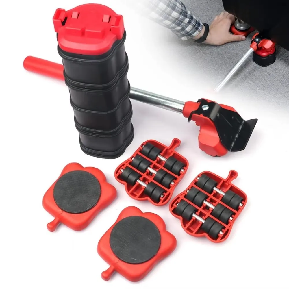 5Pcs Furniture Moving Roller Set Heavy Duty Lifting Transport Tool Kit for Cabinets Sofas Appliances Heavy Objects Relocation
