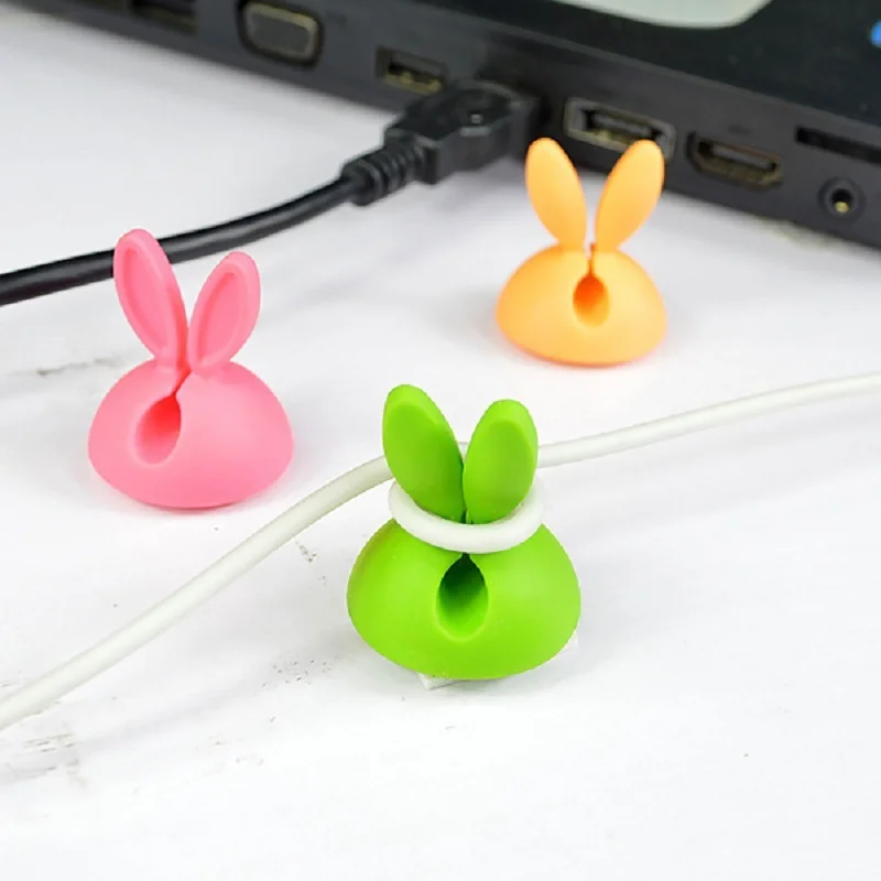 10pcs Rabbit Ear Wire Fixer Wire Organizer Desktop Neat Organizer Keyboard Mouse Wire USB Charger Wire Stand Organizer Stand