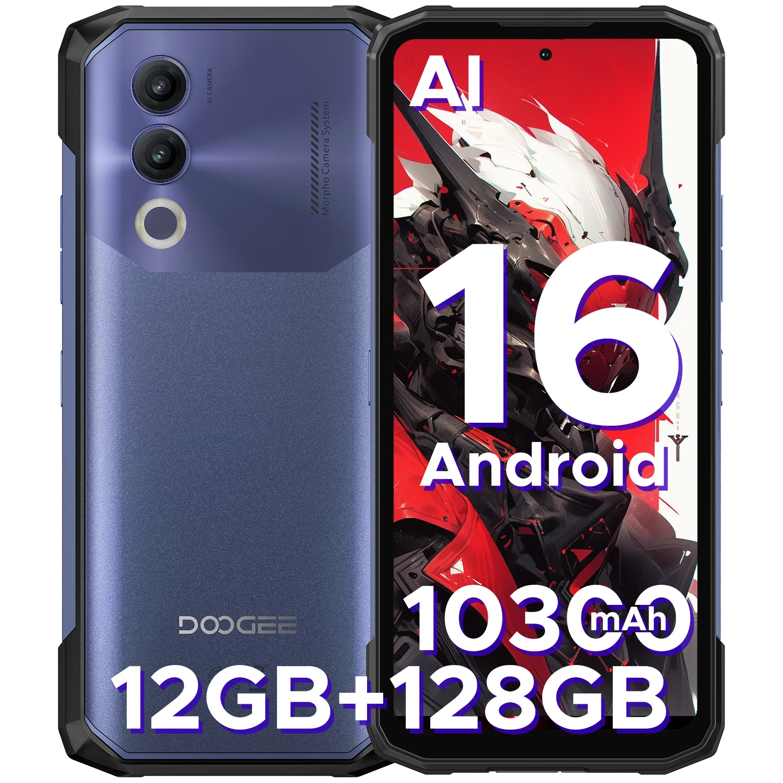 DOOGEE Blade20 X Gemini Ai robuuste telefoon 10300mAh batterij 6.6" 90Hz 12GB RAM(3+9) 128GB ROM 16MP AI hoofdcamera Google Pay NFC ondersteunt smartphone