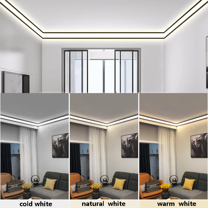 V-Shape LED Aluminum Profiles Milky PC Diffuser Channel Top Corner Ceiling Wall Embedded 45 Degree Glow Linear Hard Strip Light