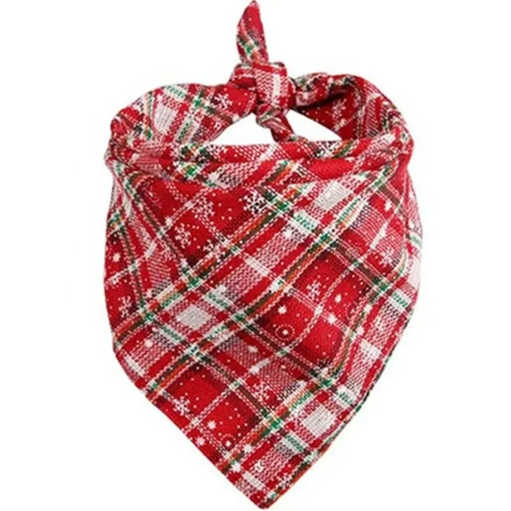 Washable Cotton Dog Bandanas Reversible Design Triangle Bids Pet Scarf Large Size Snowflakes Print Pet Costume Accessories