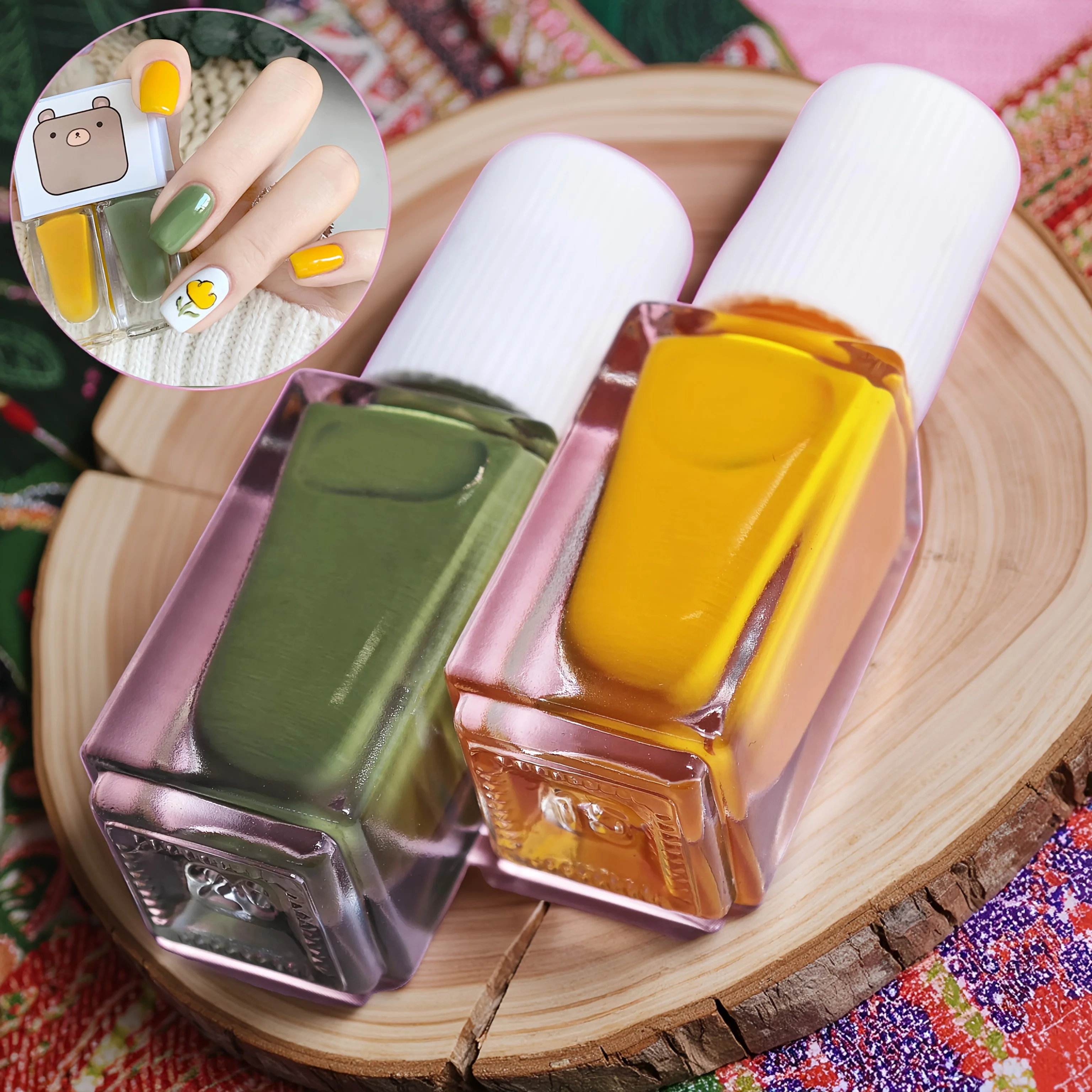 D07 Mojito Juego de 2 botellas de esmalte de uñas sin hornear Esmalte de uñas de triple color pelable a base de agua de secado rápido y duradero