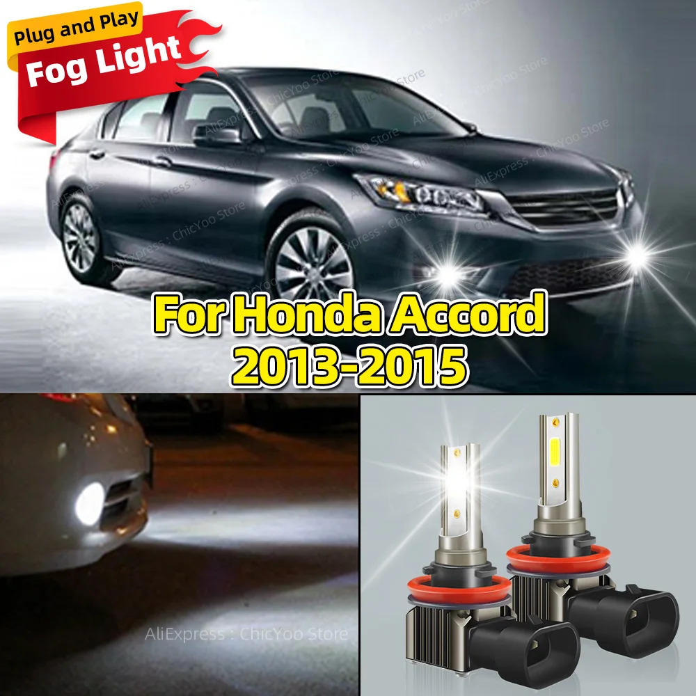 

2Pcs 6000K LED Car Front Fog Light Lamps H8 H9 H11 Bulb For Honda Accord 2013 2014 2015 Plug and Play Auto Accessory