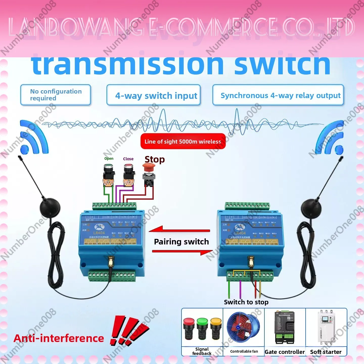 LR424 4-Channel Wireless Transmission Module - Remote Control Switch with Quantity Relay Output Wireless Switch Controller
