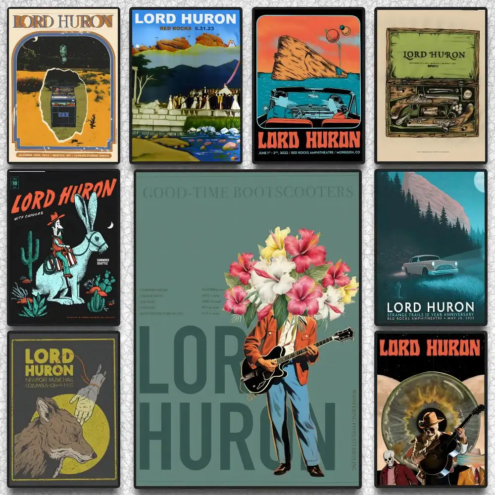 L-Lord H-Huron Poster Hot Self-adhesive Art Paper Sticker Coffee House Bar Room Wall Decor