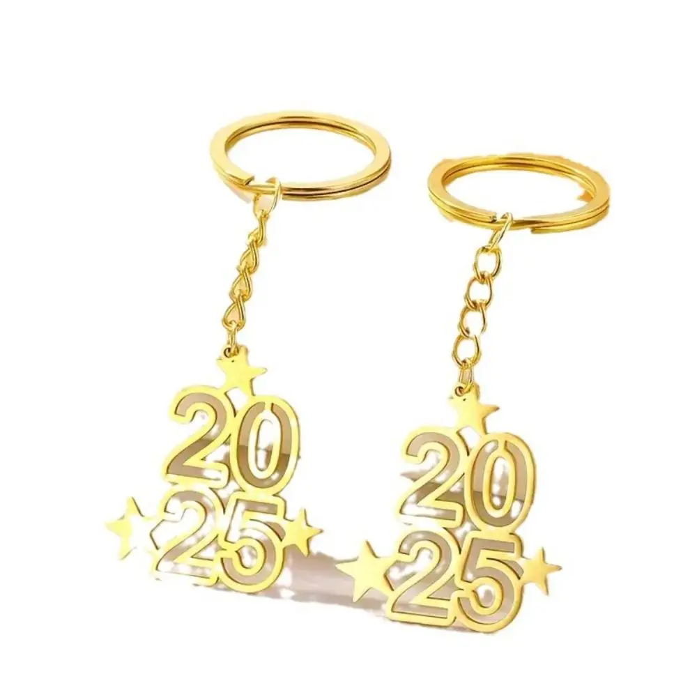 Digital Number 2025 Dangle Keychain Fashion Personalized Geometric Hanging Keychain Stars Alloy Letter Number Figure Keychain