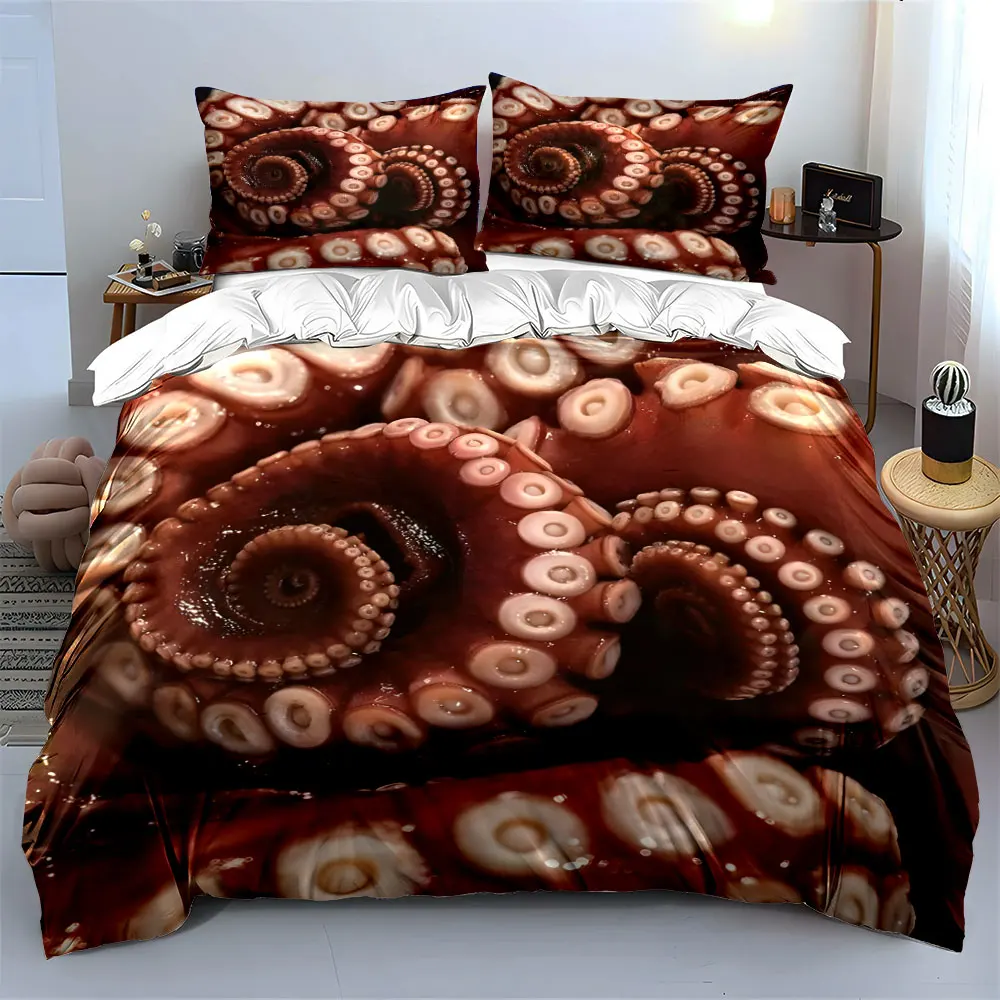 Close-up of octopus tentacle details Print Soft Comfortable Duvet Cover Bedding Set Included 1*Duvet Cover  2*Pillowcases