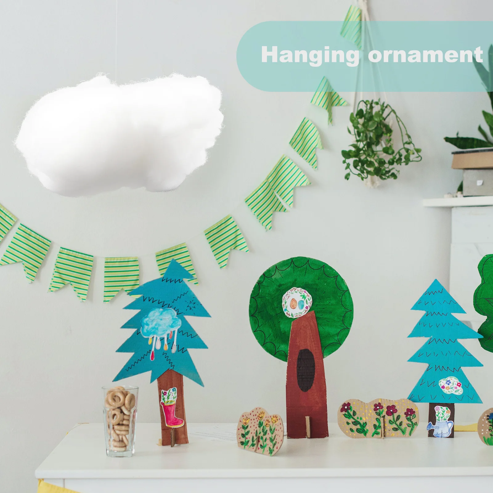 

4Pcs Cloud Hanging Ornament White Easy Install DIY Pendant Baby Room Nursery Decor Cloud Hanging Ornament