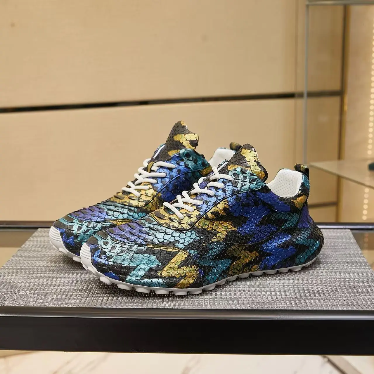2025 new arrival Fashion Python skin causal shoes men,male Genuine leather sneakers pdd538