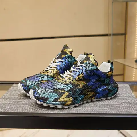2025 new arrival Fashion Python skin causal shoes men,male Genuine leather sneakers pdd538