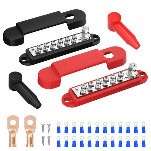 DaierTek Bloque de distribución de energía 12V 150A 1/4"" Barra colectora marina con perno Barra colectora de batería de 12 voltios CC para cableado solar automotriz de barco