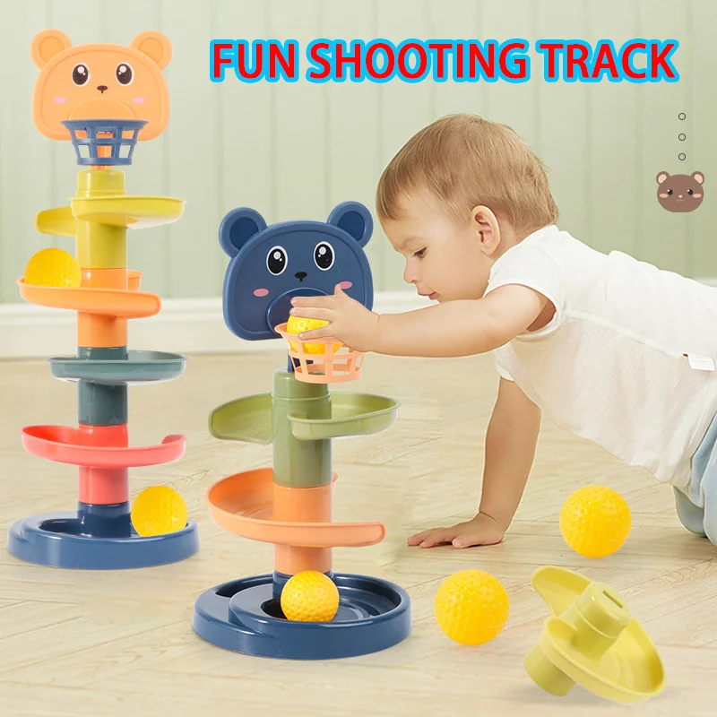 Giocattoli di attivitร del bambino Rolling Ball Pile Tower rotante Track Ball Tower educazione precoce giocattoli educativi bambini impilabili