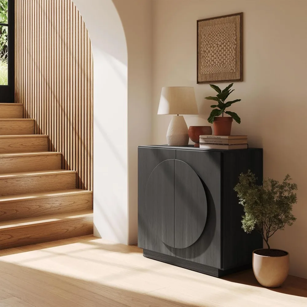 

Modular Buffet Cabinet with Storage, Mid Century Modern Arched Sideboard with Adjustable Shelf & Symmetrical Doors